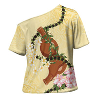Aloha Hawaii Ipu Gourd Mix Kukui Nut Lei Cross Shoulder Shirt Lemon Yellow LT7 - Polynesian Pride