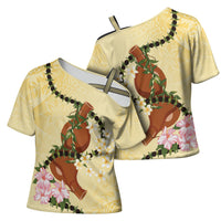 Aloha Hawaii Ipu Gourd Mix Kukui Nut Lei Cross Shoulder Shirt Lemon Yellow LT7 - Polynesian Pride