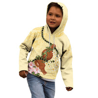 Aloha Hawaii Ipu Gourd Mix Kukui Nut Lei Kid Hoodie Lemon Yellow LT7 - Polynesian Pride