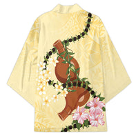 Aloha Hawaii Ipu Gourd Mix Kukui Nut Lei Kimono Lemon Yellow LT7 - Polynesian Pride