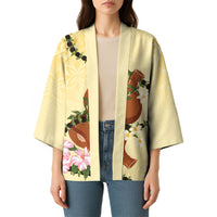 Aloha Hawaii Ipu Gourd Mix Kukui Nut Lei Kimono Lemon Yellow LT7 - Polynesian Pride