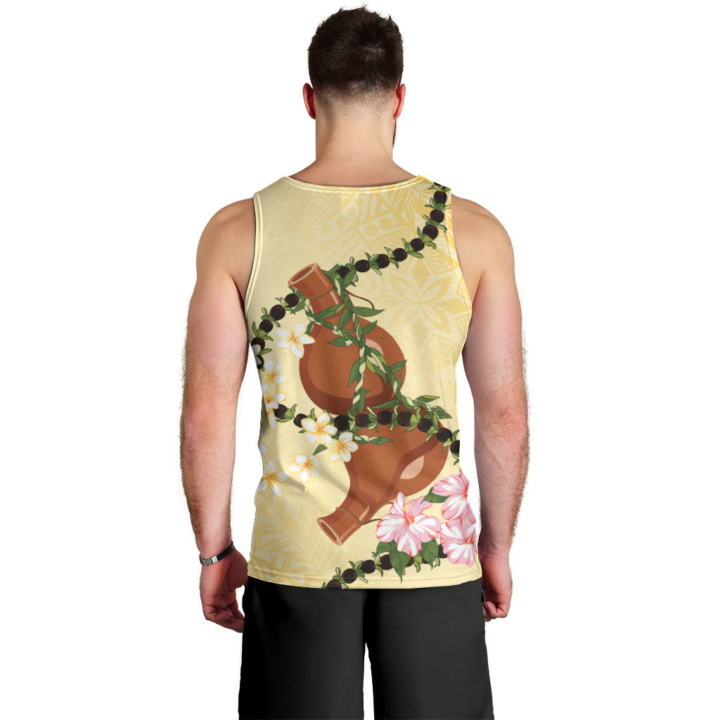 Aloha Hawaii Ipu Gourd Mix Kukui Nut Lei Men Tank Top Lemon Yellow LT7 - Polynesian Pride