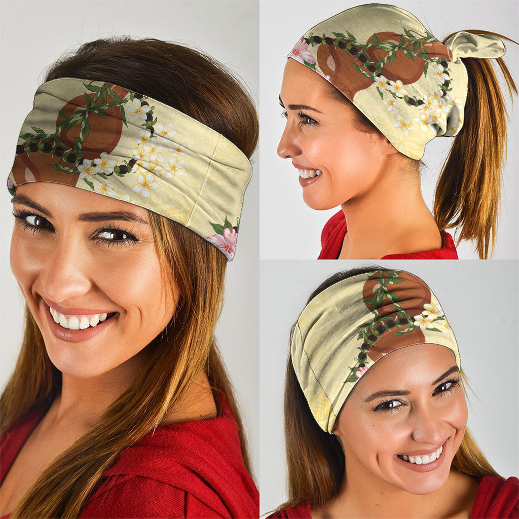 Aloha Hawaii Ipu Gourd Mix Kukui Nut Lei Neck Gaiter Lemon Yellow LT7 - Polynesian Pride