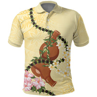 Aloha Hawaii Ipu Gourd Mix Kukui Nut Lei Polo Shirt Lemon Yellow LT7 Lemon Yellow - Polynesian Pride