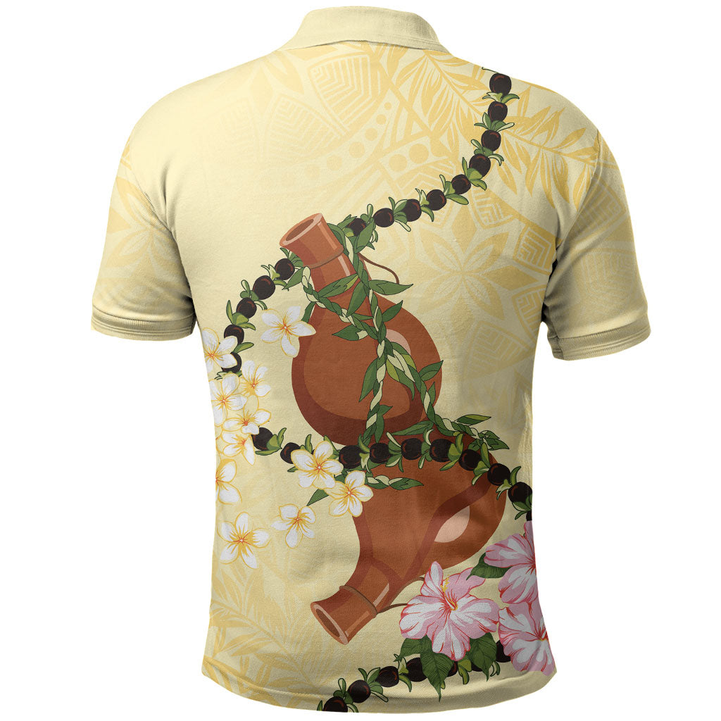 Aloha Hawaii Ipu Gourd Mix Kukui Nut Lei Polo Shirt Lemon Yellow LT7 - Polynesian Pride