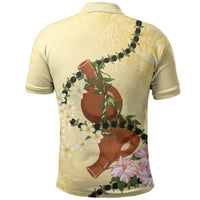 Aloha Hawaii Ipu Gourd Mix Kukui Nut Lei Polo Shirt Lemon Yellow LT7 - Polynesian Pride