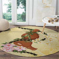 Aloha Hawaii Ipu Gourd Mix Kukui Nut Lei Round Carpet Lemon Yellow LT7 - Polynesian Pride