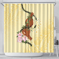Aloha Hawaii Ipu Gourd Mix Kukui Nut Lei Shower Curtain Lemon Yellow LT7 - Polynesian Pride