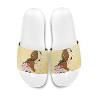 Aloha Hawaii Ipu Gourd Mix Kukui Nut Lei Slide Sandals Lemon Yellow LT7 Lemon Yellow - Polynesian Pride