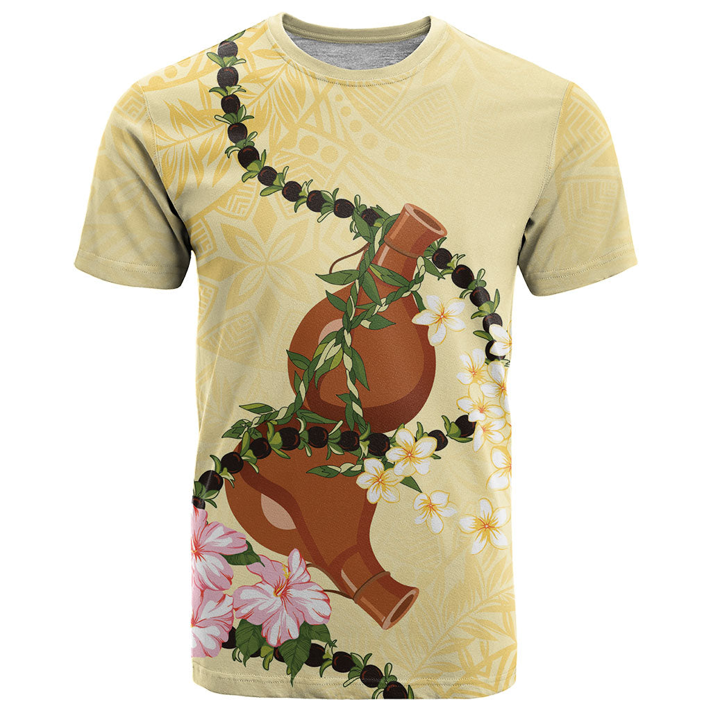 Aloha Hawaii Ipu Gourd Mix Kukui Nut Lei T Shirt Lemon Yellow LT7 Lemon Yellow - Polynesian Pride