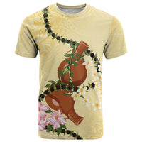 Aloha Hawaii Ipu Gourd Mix Kukui Nut Lei T Shirt Lemon Yellow LT7 Lemon Yellow - Polynesian Pride