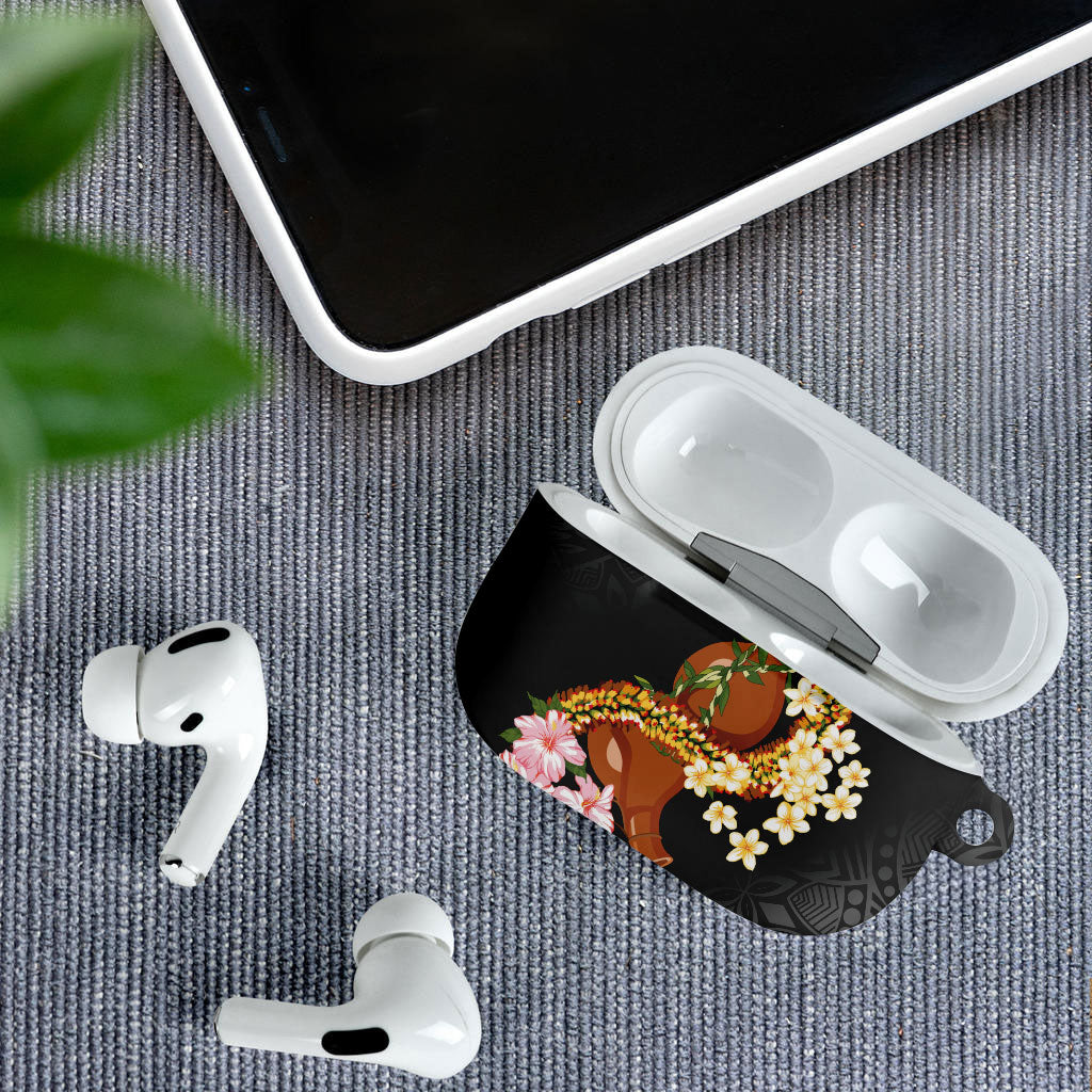 Aloha Hawaii Ipu Gourd Mix ʻĀkulikuli Lei AirPods Case Obsidian Black LT7 - Polynesian Pride