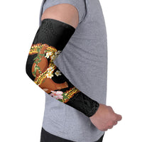 Aloha Hawaii Ipu Gourd Mix ʻĀkulikuli Lei Arm Sleeves Obsidian Black LT7 - Polynesian Pride