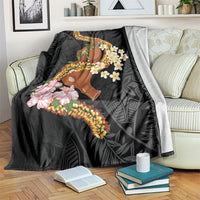 Aloha Hawaii Ipu Gourd Mix ʻĀkulikuli Lei Blanket Obsidian Black LT7 Obsidian Black - Polynesian Pride