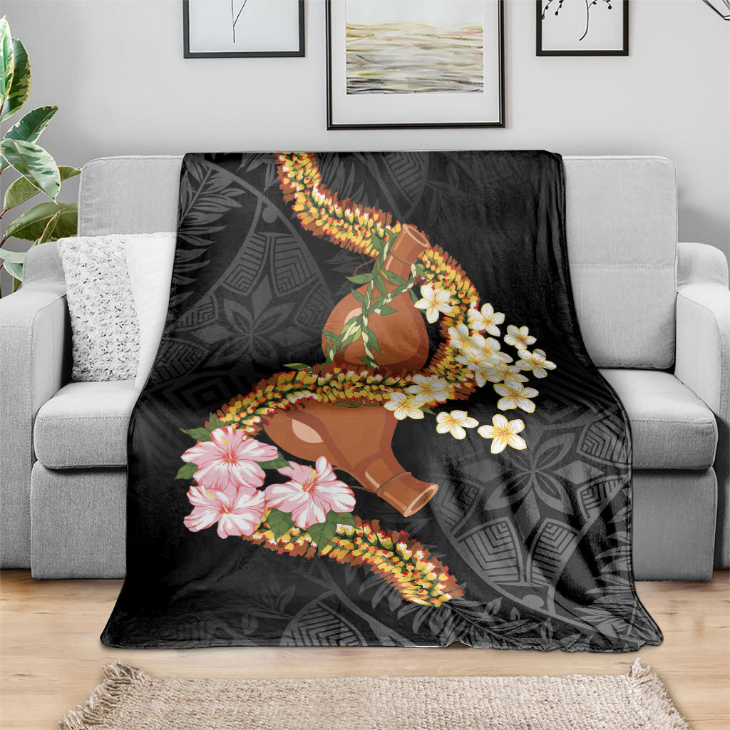 Aloha Hawaii Ipu Gourd Mix ʻĀkulikuli Lei Blanket Obsidian Black LT7 - Polynesian Pride