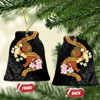 Aloha Hawaii Ipu Gourd Mix ʻĀkulikuli Lei Ceramic Ornament Obsidian Black LT7 Bell Flake Obsidian Black - Polynesian Pride