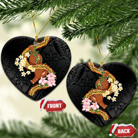 Aloha Hawaii Ipu Gourd Mix ʻĀkulikuli Lei Ceramic Ornament Obsidian Black LT7 Heart Obsidian Black - Polynesian Pride