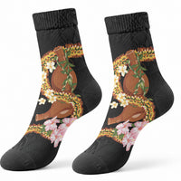 Aloha Hawaii Ipu Gourd Mix ʻĀkulikuli Lei Crew Socks Obsidian Black LT7 - Polynesian Pride