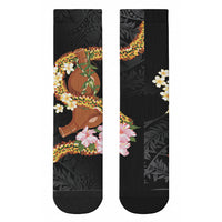 Aloha Hawaii Ipu Gourd Mix ʻĀkulikuli Lei Crew Socks Obsidian Black LT7 - Polynesian Pride