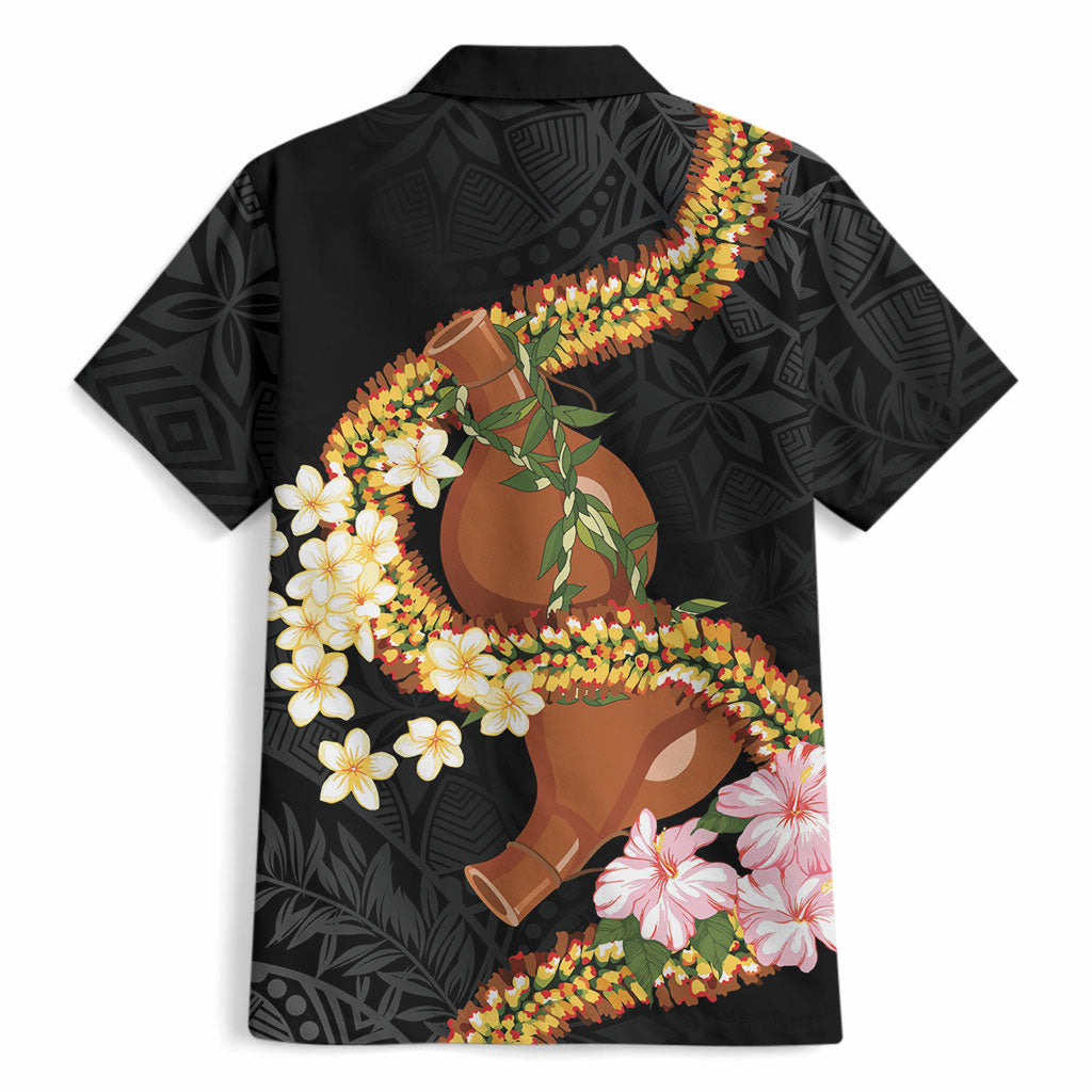 Aloha Hawaii Ipu Gourd Mix ʻĀkulikuli Lei Hawaiian Shirt Obsidian Black LT7 - Polynesian Pride