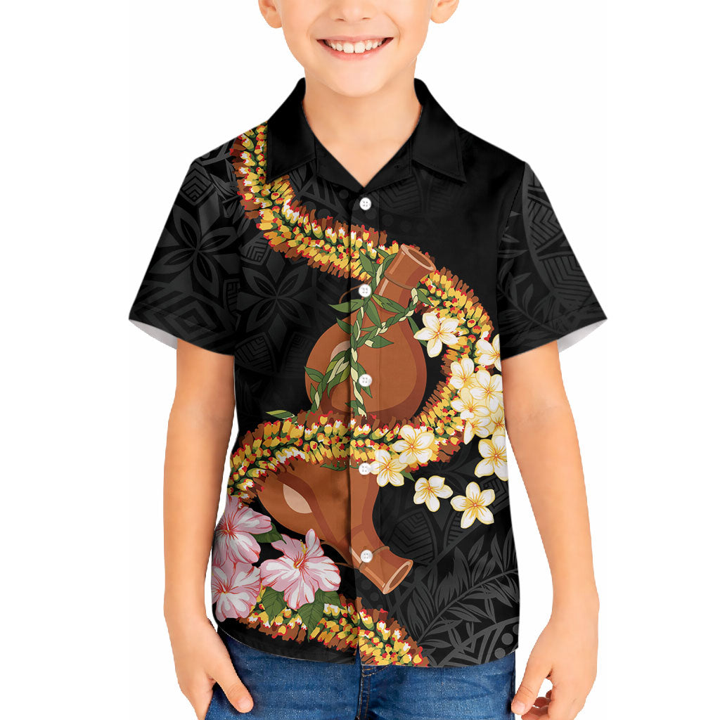 Aloha Hawaii Ipu Gourd Mix ʻĀkulikuli Lei Hawaiian Shirt Obsidian Black LT7 - Polynesian Pride