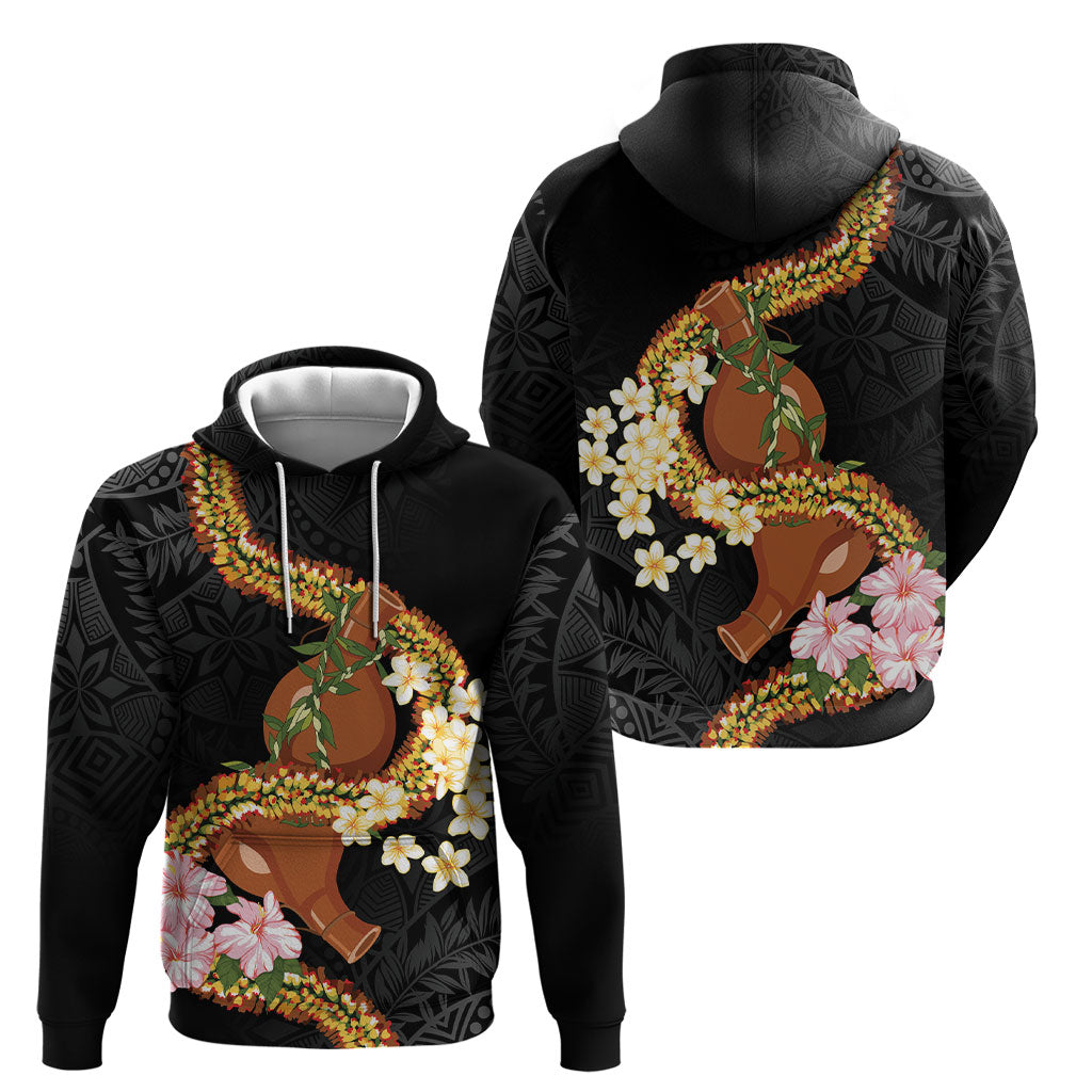 Aloha Hawaii Ipu Gourd Mix ʻĀkulikuli Lei Hoodie Obsidian Black LT7 - Polynesian Pride