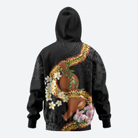 Aloha Hawaii Ipu Gourd Mix ʻĀkulikuli Lei Hoodie Obsidian Black LT7 - Polynesian Pride