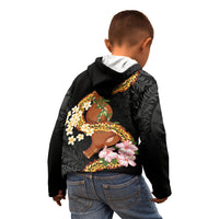 Aloha Hawaii Ipu Gourd Mix ʻĀkulikuli Lei Kid Hoodie Obsidian Black LT7 - Polynesian Pride