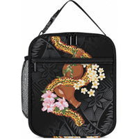 Aloha Hawaii Ipu Gourd Mix ʻĀkulikuli Lei Lunch Bag Obsidian Black LT7 10.2 × 8.3 × 4.3 inch Obsidian Black - Polynesian Pride