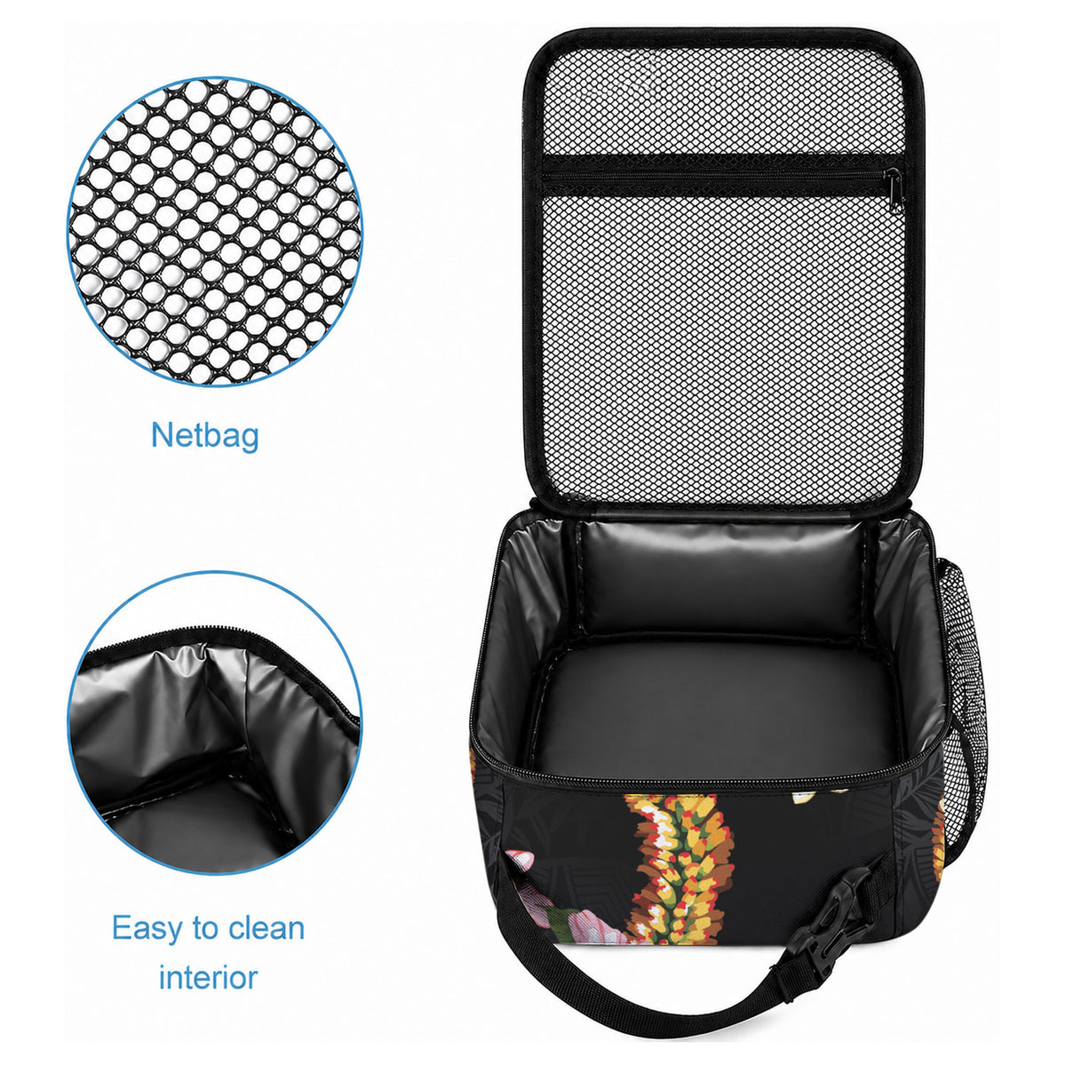 Aloha Hawaii Ipu Gourd Mix ʻĀkulikuli Lei Lunch Bag Obsidian Black LT7 - Polynesian Pride
