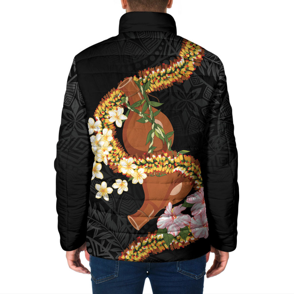 Aloha Hawaii Ipu Gourd Mix ʻĀkulikuli Lei Padded Jacket Obsidian Black LT7 - Polynesian Pride