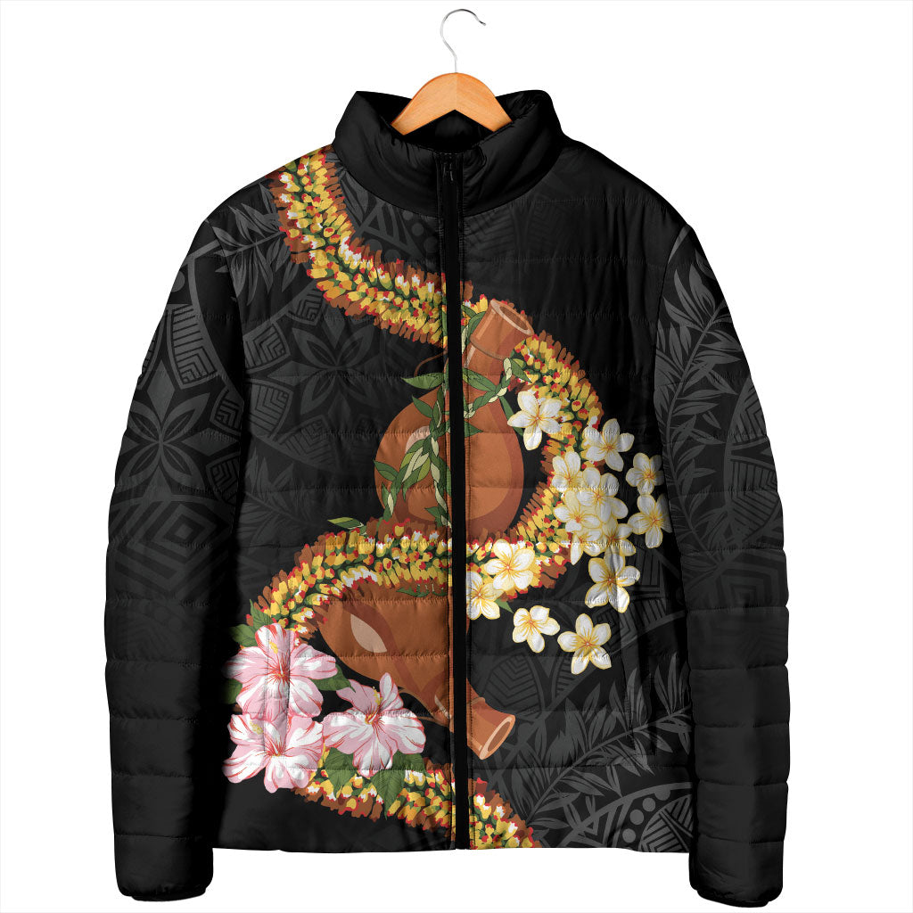 Aloha Hawaii Ipu Gourd Mix ʻĀkulikuli Lei Padded Jacket Obsidian Black LT7 - Polynesian Pride