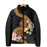 Aloha Hawaii Ipu Gourd Mix ʻĀkulikuli Lei Padded Jacket Obsidian Black LT7 - Polynesian Pride
