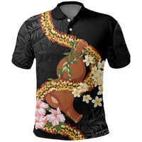 Aloha Hawaii Ipu Gourd Mix ʻĀkulikuli Lei Polo Shirt Obsidian Black LT7 Obsidian Black - Polynesian Pride