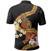 Aloha Hawaii Ipu Gourd Mix ʻĀkulikuli Lei Polo Shirt Obsidian Black LT7 - Polynesian Pride