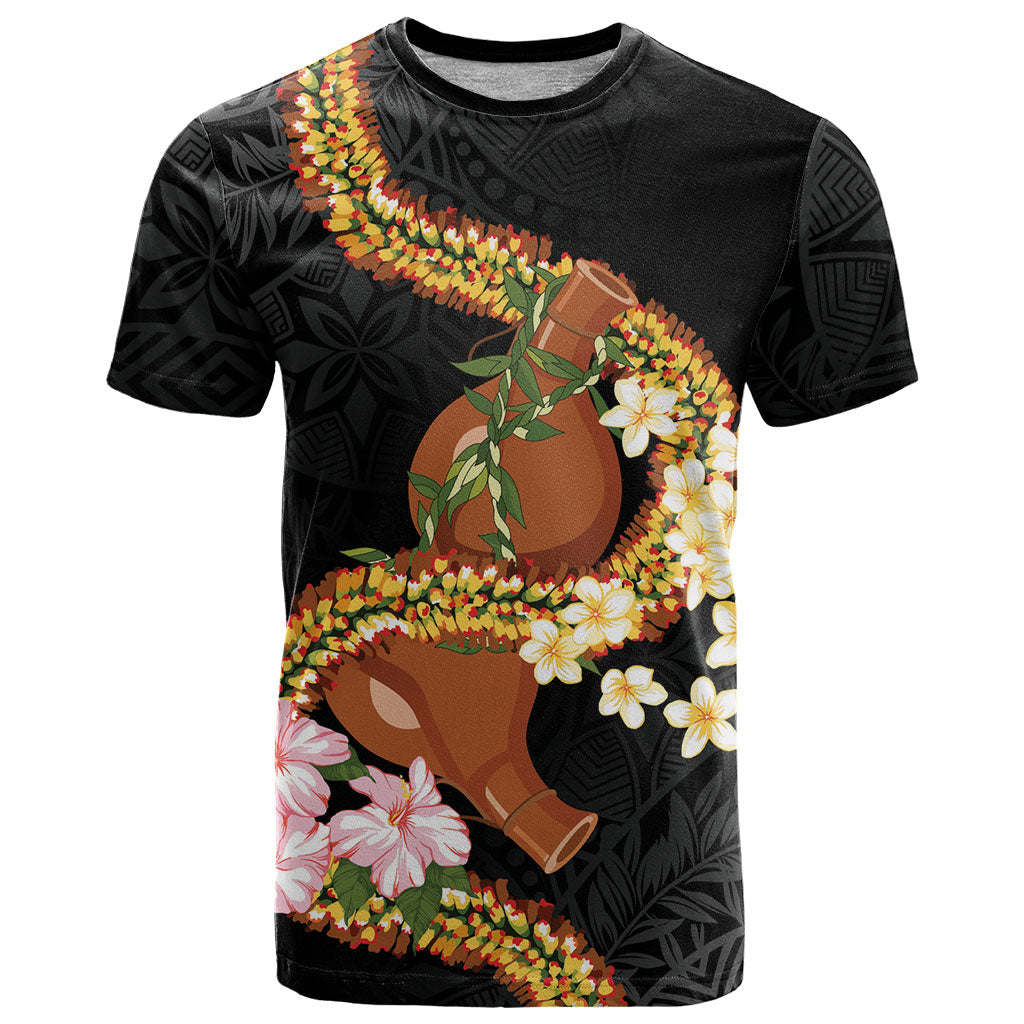 Aloha Hawaii Ipu Gourd Mix ʻĀkulikuli Lei T Shirt Obsidian Black