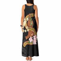 Aloha Hawaii Ipu Gourd Mix ʻĀkulikuli Lei Tank Maxi Dress Obsidian Black LT7 - Polynesian Pride