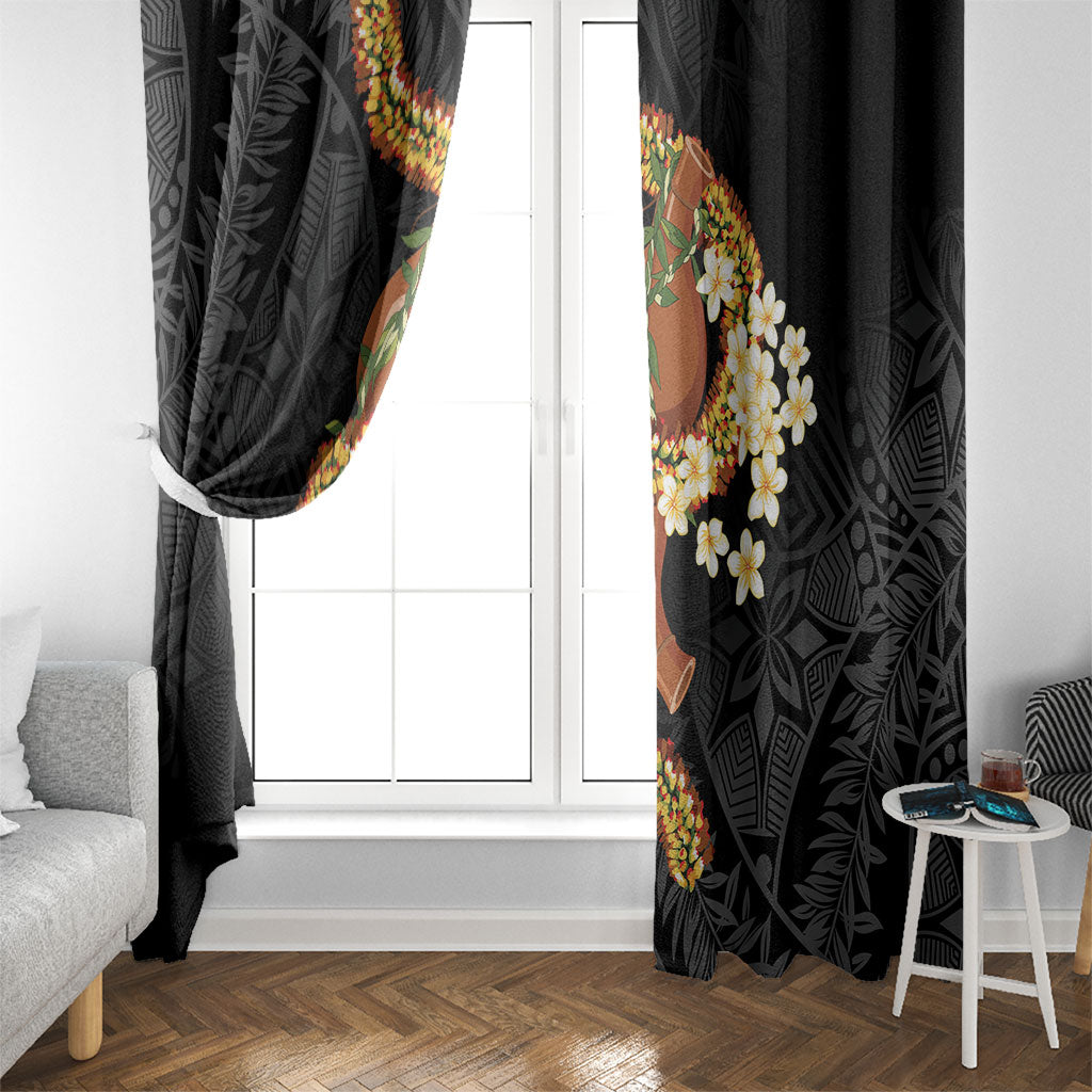 Aloha Hawaii Ipu Gourd Mix ʻĀkulikuli Lei Window Curtain Obsidian Black LT7 - Polynesian Pride
