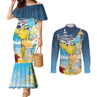 Funny Tropical Christmas Couples Matching Mermaid Dress and Long Sleeve Button Shirt Tis The Season To Get Tipsy LT7 Colorful - Polynesian Pride