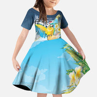 Funny Tropical Christmas Family Matching Off The Shoulder Long Sleeve Dress and Hawaiian Shirt Tis The Season To Get Tipsy LT7 Daughter's Dress Colorful - Polynesian Pride