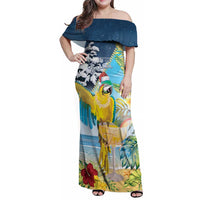 Funny Tropical Christmas Family Matching Off Shoulder Maxi Dress and Hawaiian Shirt Tis The Season To Get Tipsy LT7 Mom's Dress Colorful - Polynesian Pride
