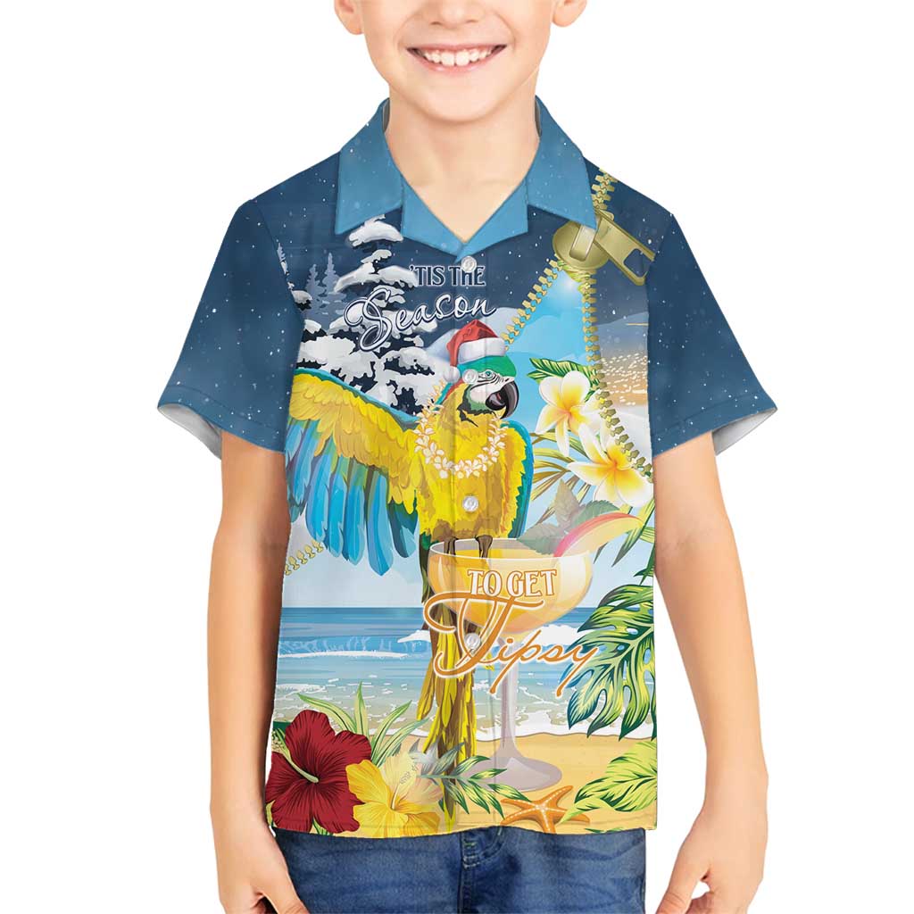 Funny Tropical Christmas Family Matching Off Shoulder Maxi Dress and Hawaiian Shirt Tis The Season To Get Tipsy LT7 Son's Shirt Colorful - Polynesian Pride