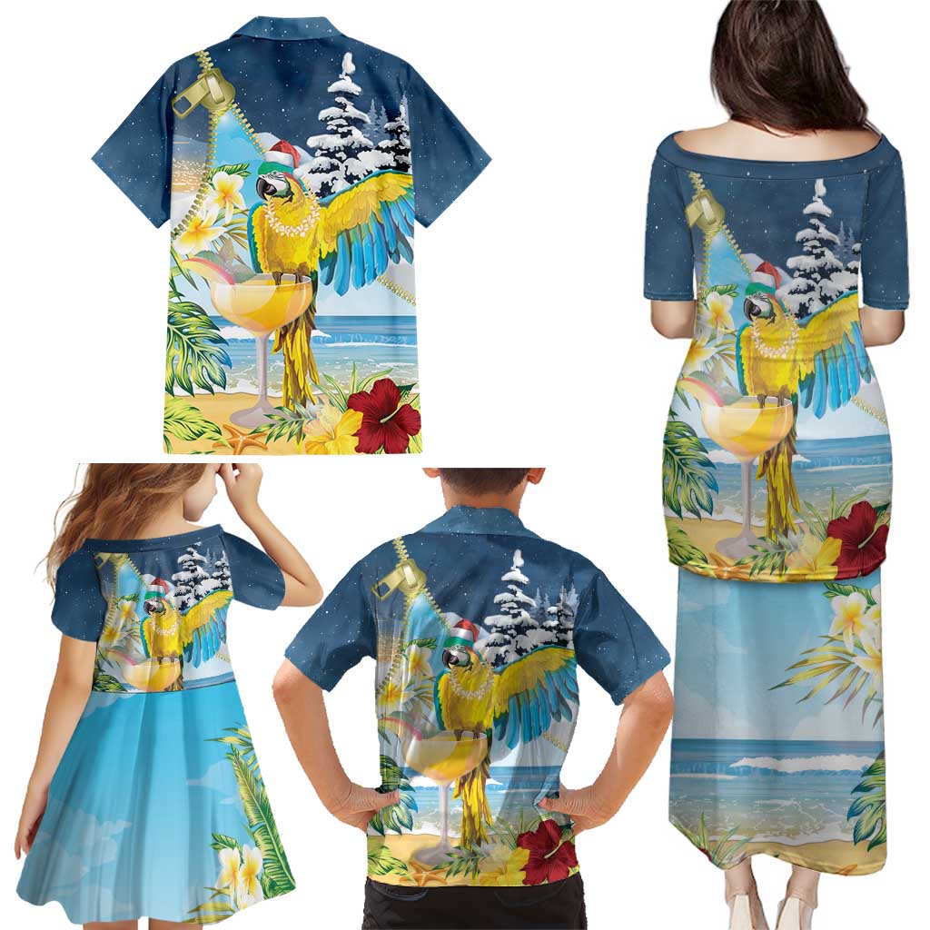 Funny Tropical Christmas Family Matching Puletasi and Hawaiian Shirt Tis The Season To Get Tipsy LT7 - Polynesian Pride