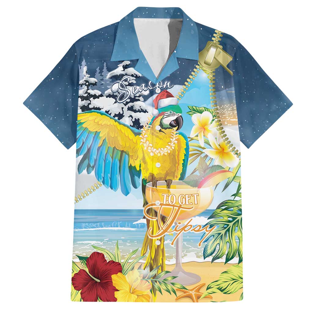 Funny Tropical Christmas Family Matching Puletasi and Hawaiian Shirt Tis The Season To Get Tipsy LT7 Dad's Shirt - Short Sleeve Colorful - Polynesian Pride