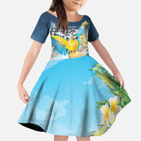 Funny Tropical Christmas Family Matching Tank Maxi Dress and Hawaiian Shirt Tis The Season To Get Tipsy LT7 Daughter's Dress Colorful - Polynesian Pride