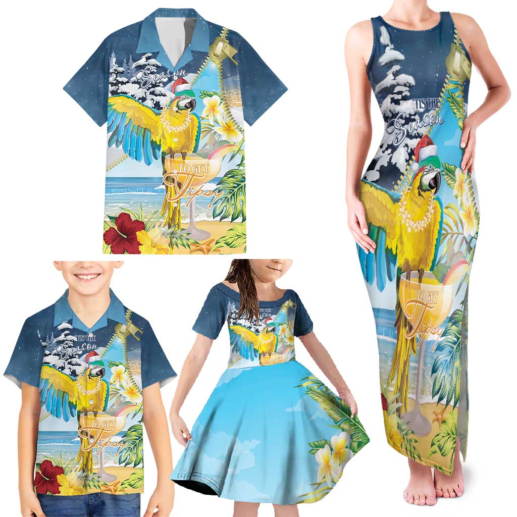 Funny Tropical Christmas Family Matching Tank Maxi Dress and Hawaiian Shirt Tis The Season To Get Tipsy LT7 - Polynesian Pride