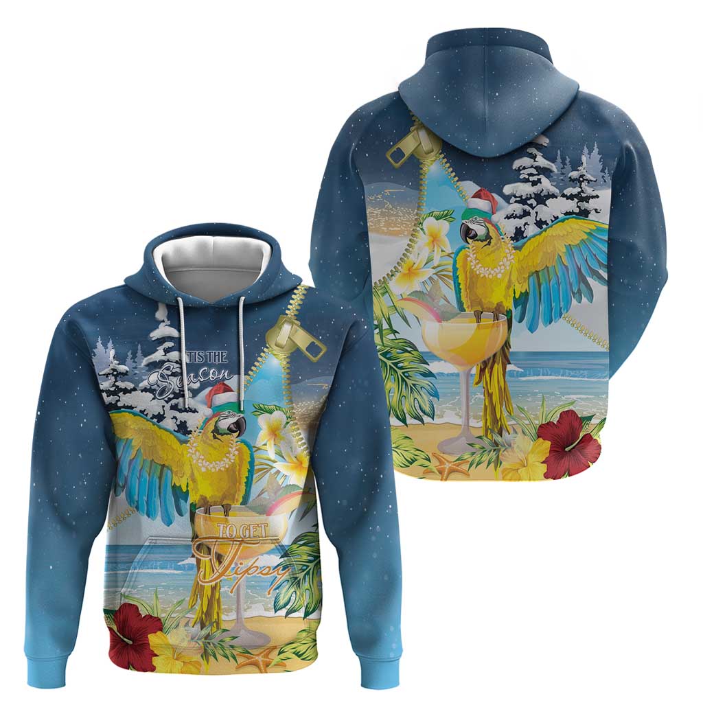 Funny Tropical Christmas Hoodie Tis The Season To Get Tipsy
