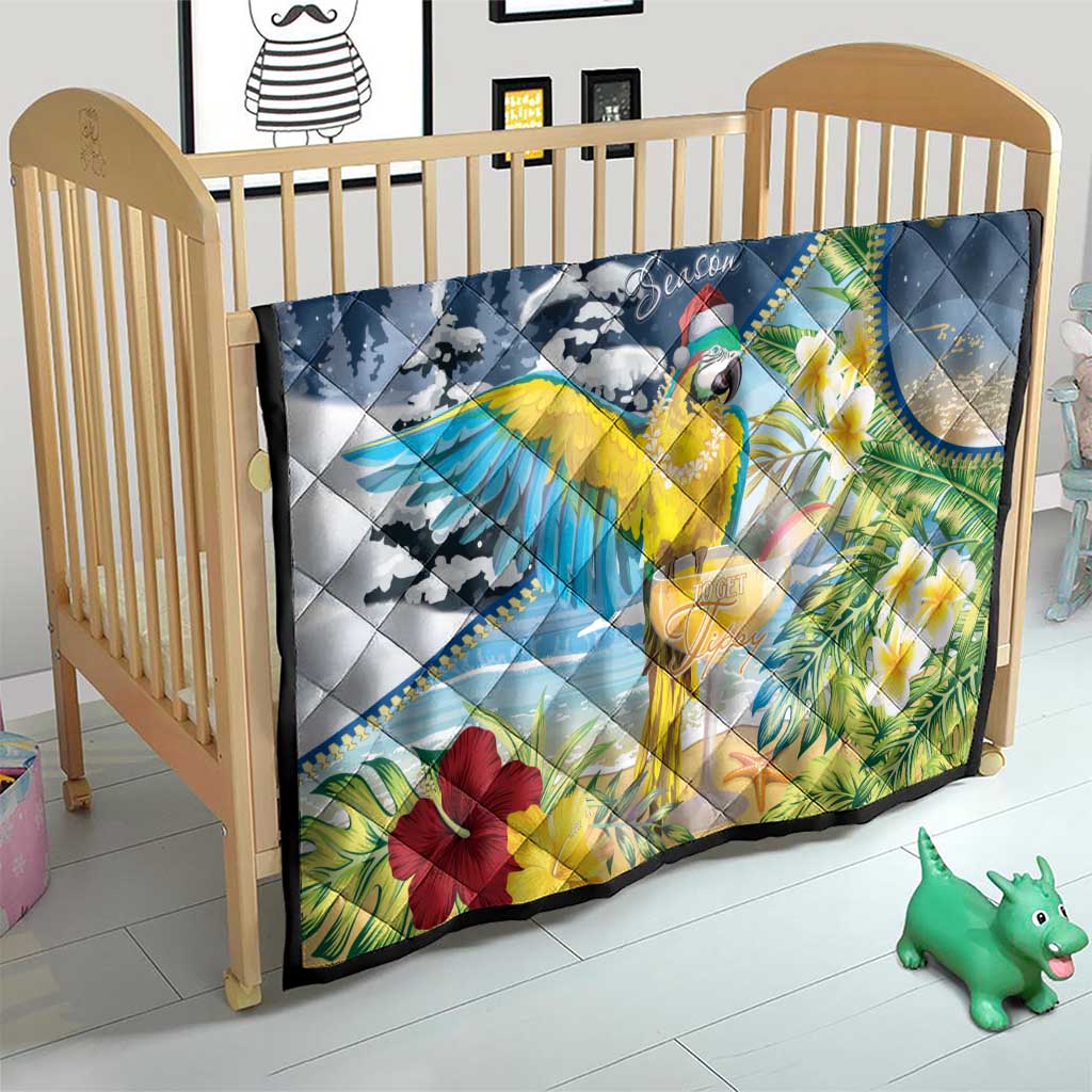 Funny Tropical Christmas Quilt Tis The Season To Get Tipsy