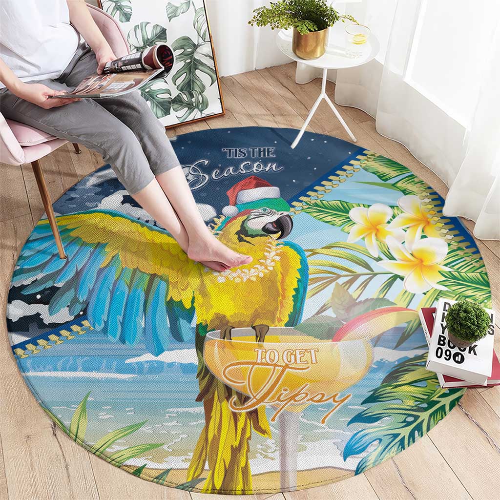 Funny Tropical Christmas Round Carpet Tis The Season To Get Tipsy LT7 - Polynesian Pride