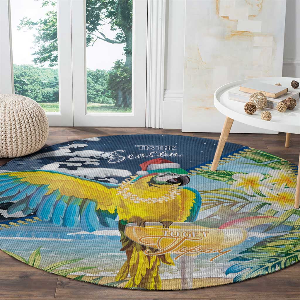 Funny Tropical Christmas Round Carpet Tis The Season To Get Tipsy LT7 - Polynesian Pride